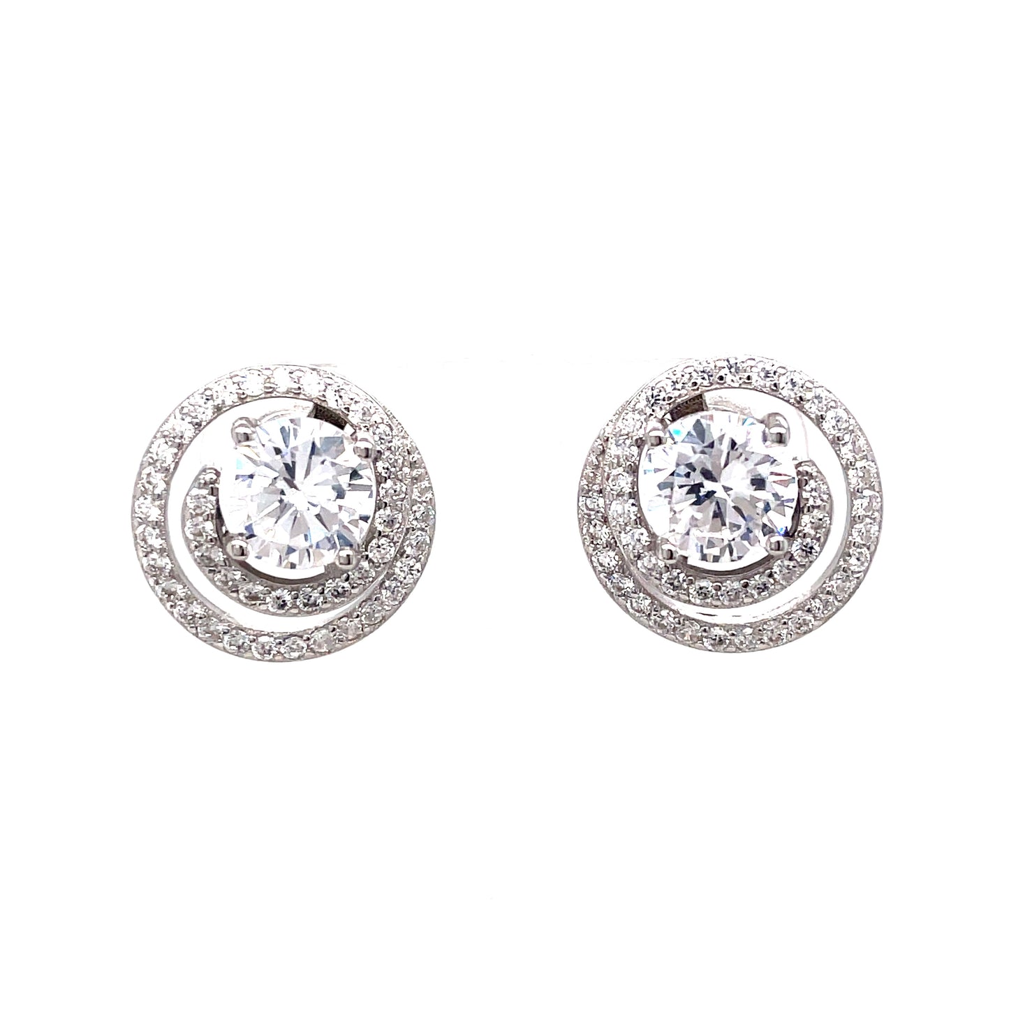 Sterling Silver Cubic Zirconia Swirl Stud Earring