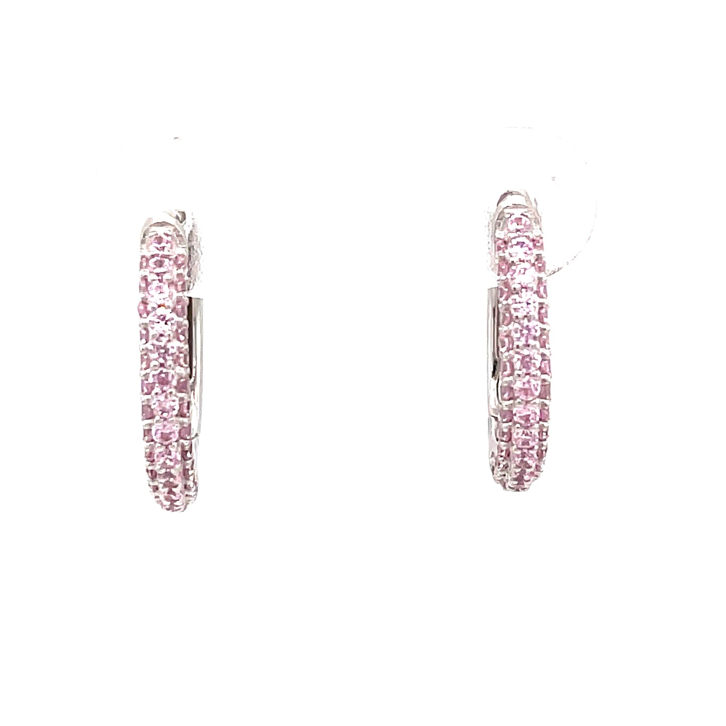 Sterling Silver Pink Cubic Zirconia Hoop Earring