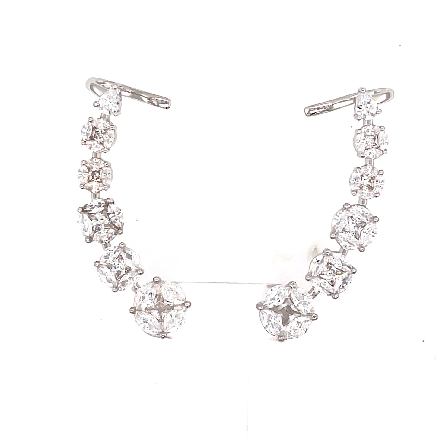 Sterling Silver Cubic Zirconia Climber Stud Cuff Earring