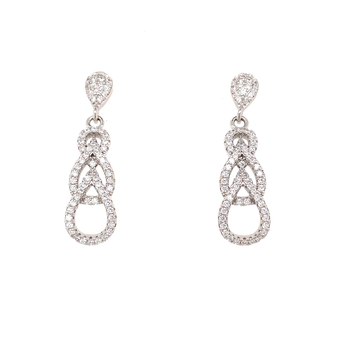 Sterling Silver Cubic Zirconia Open Pear Link Drop Earring