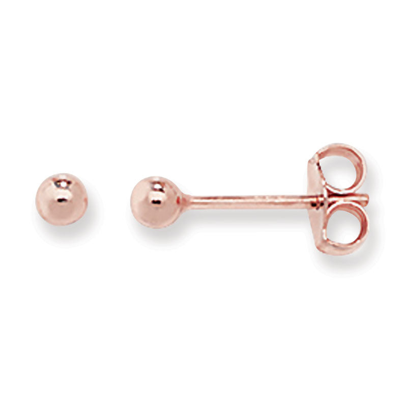Sterling Silver 3mm Rose Gold Stud