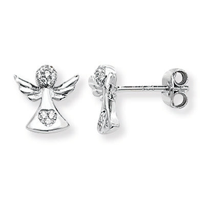 Sterling Silver Cubic Zirconia Angel Earrings