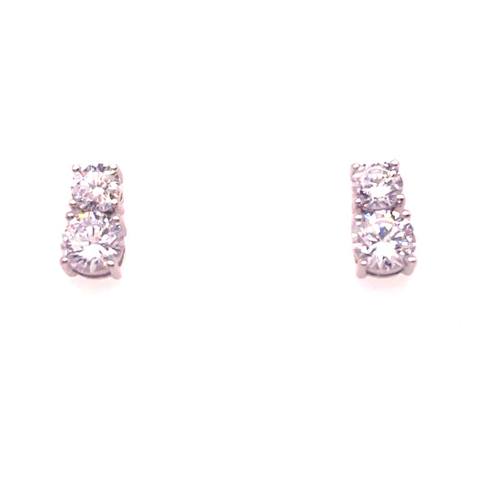 Sterling Silver Cubic Zirconia Double Drop Earring