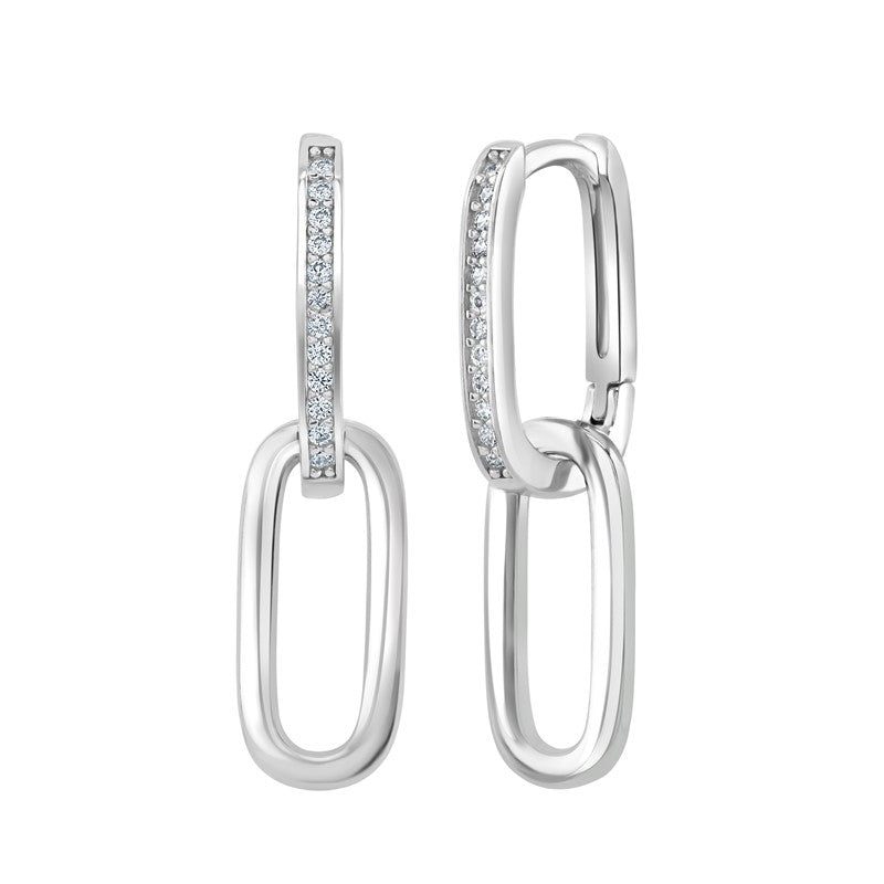 Silver Rose Plated Cubic Zirconia Drop