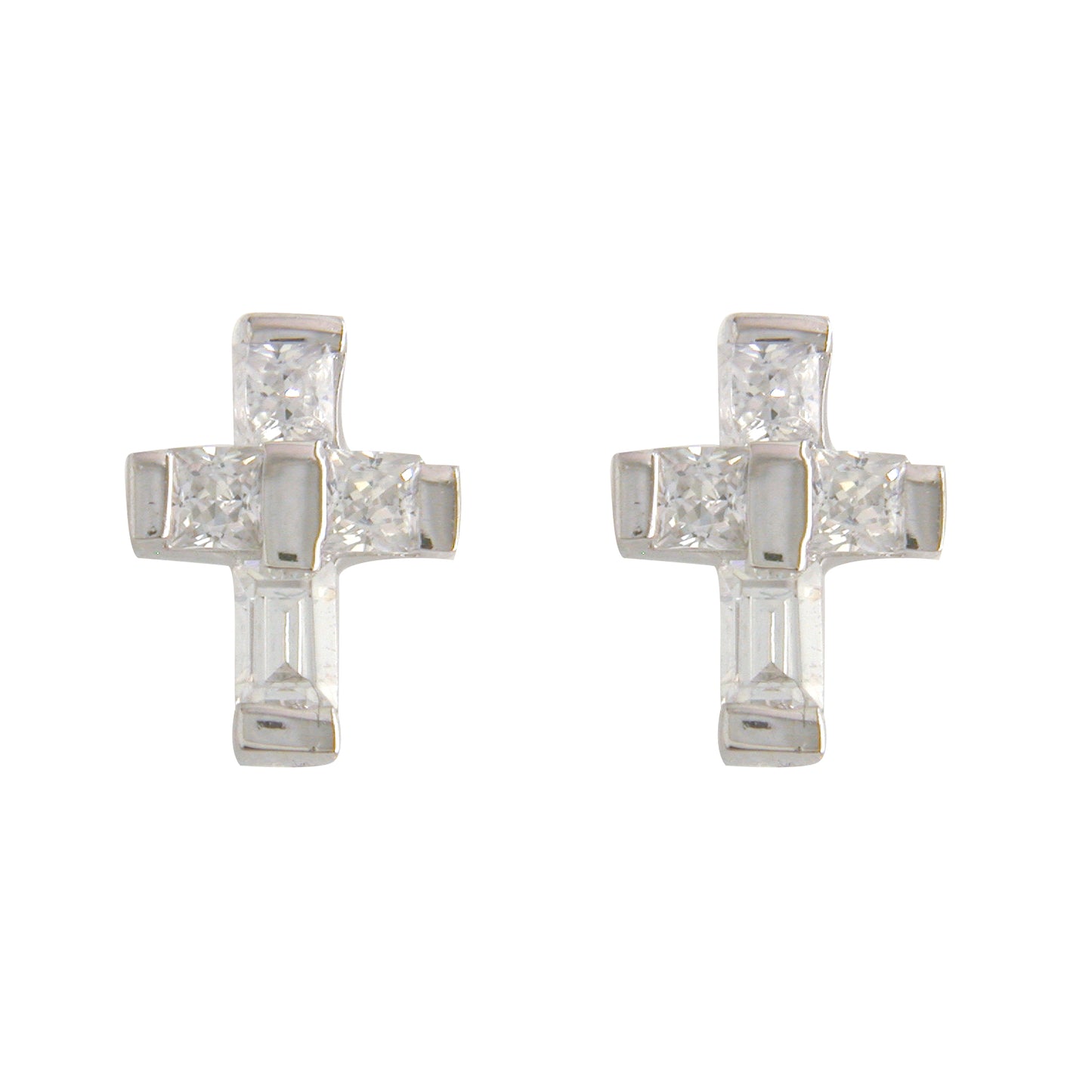 Sterling Silver Cubic Zirconia Cross Earrings