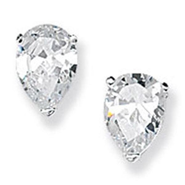 Sterling Silver Cubic Zirconia Pear Shape Solitaire Earring