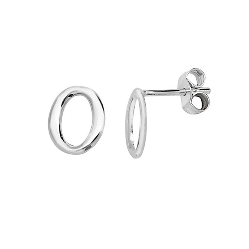 Silver Earring Open Oval Cut Out