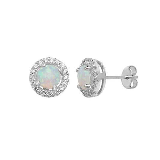 Silver Earring Opal Cubic Zirconia