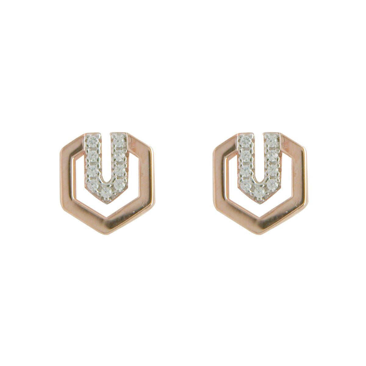 Sterling Silver Cubic Zirconia Earrings In Rose
