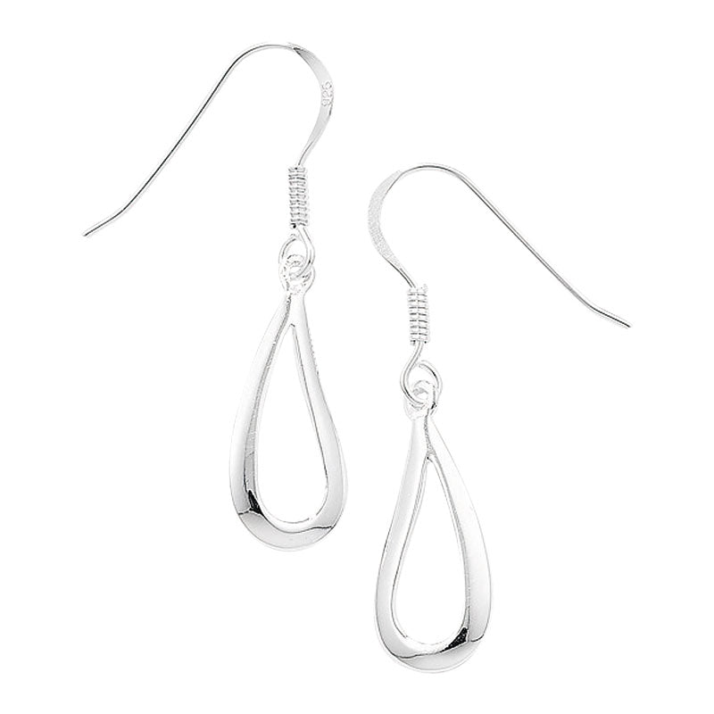 Silver Earring Open Teardrop Drop