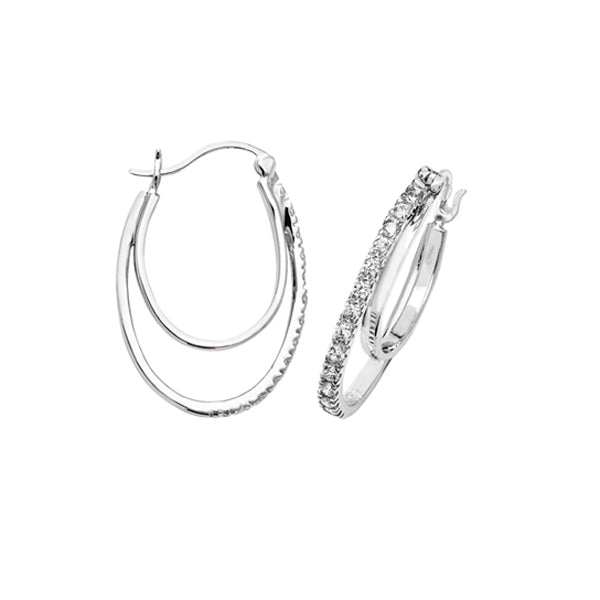 Sterling Silver Cubic Zirconia Hoop Earrings