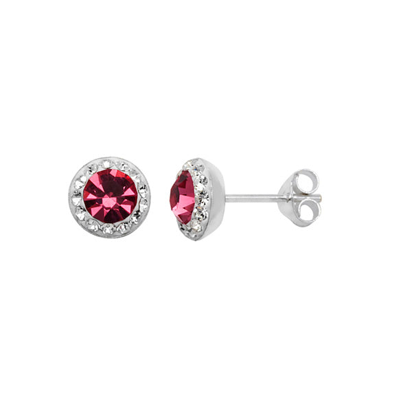 Sterling Silver Cubic Zirconia And Pink Earrings