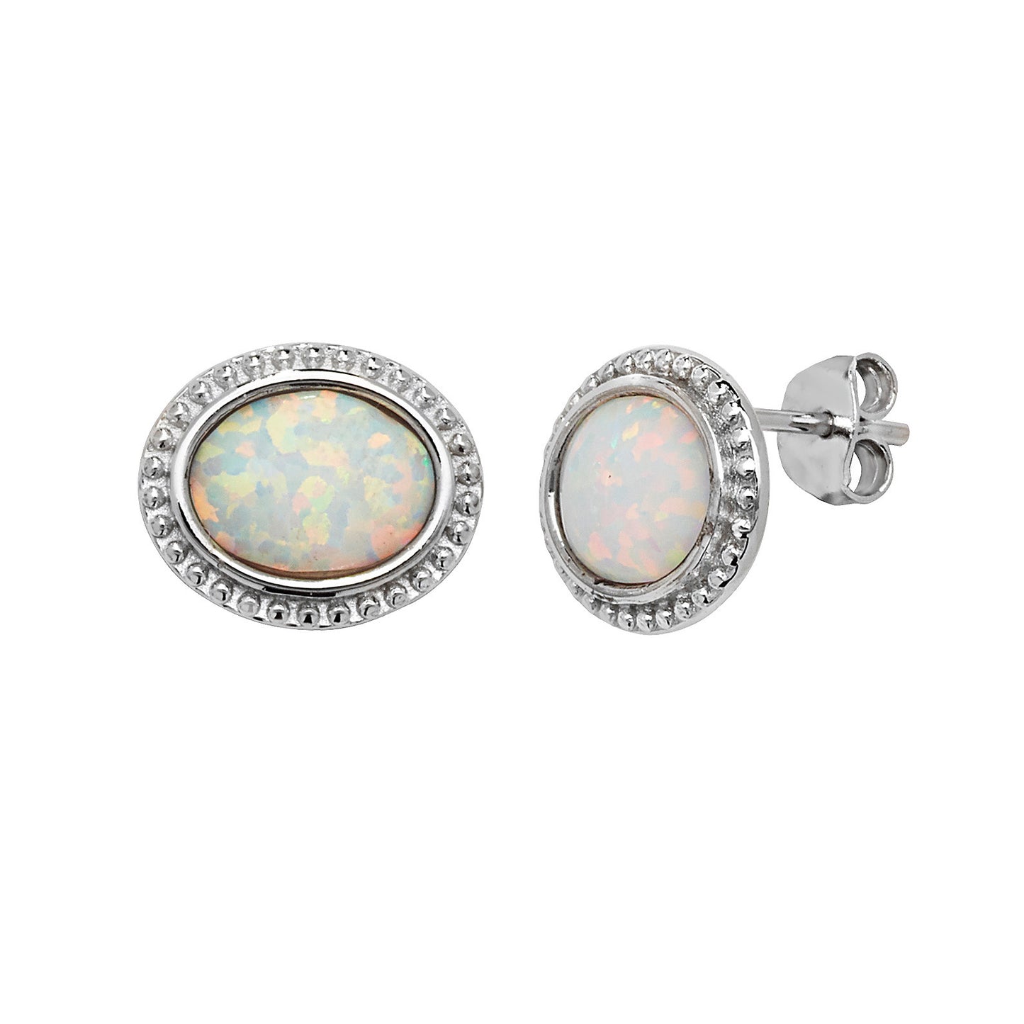 Sterling Silver Cubic Zirconia And Opal Earrings