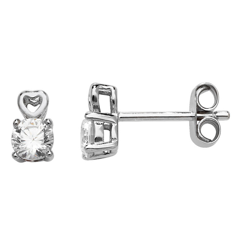 Silver Earring Cubic Zirconia With Heart Detail