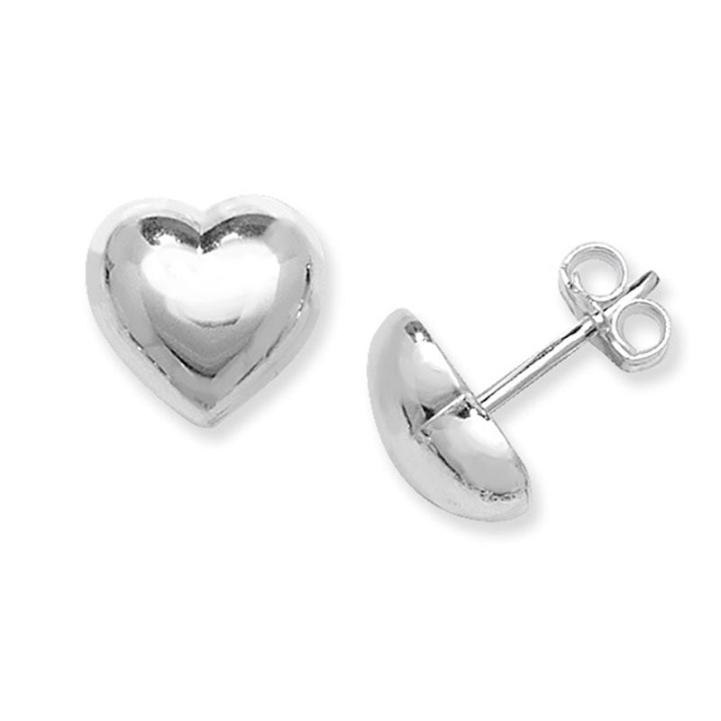 Silver Earring Heart Puff
