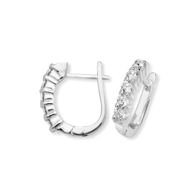 Silver Earring Cubic Zirconia Hoop