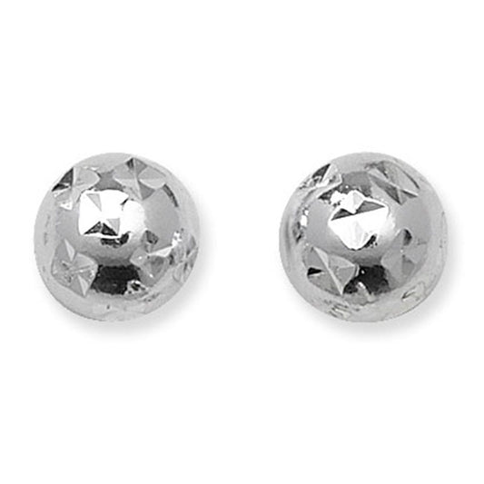 Silver Earring 6mm Diamond Cut Ball Stud