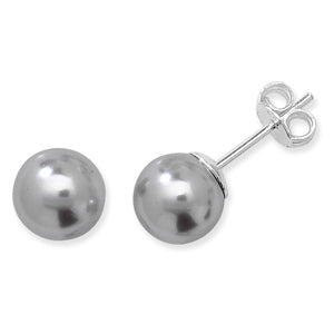 Sterling Silver Grey Ball Stud Earrings