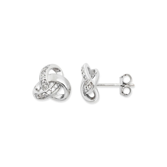 Silver Earring Cubic Zirconia Knot