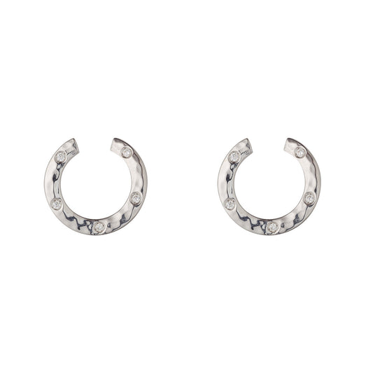 Sterling Silver Cubic Zirconia Twist Circle Earrings