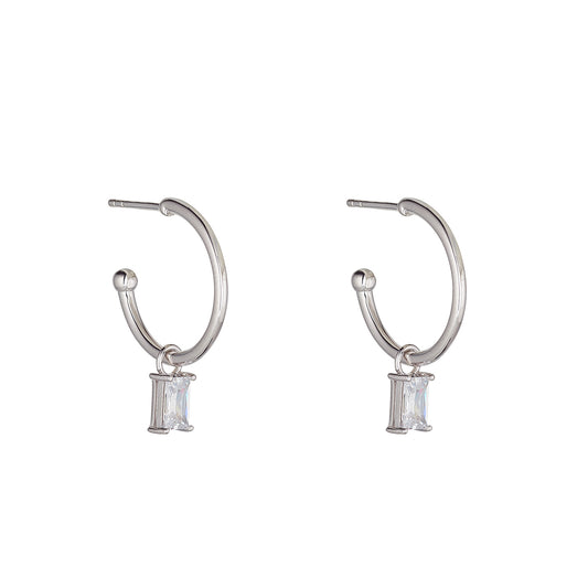 Sterling Silver Cubic Zirconia Hoop Earrings