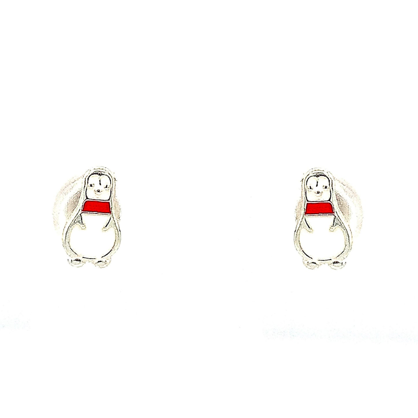 Sterling Silver Enamel Penguin Kids Earrins