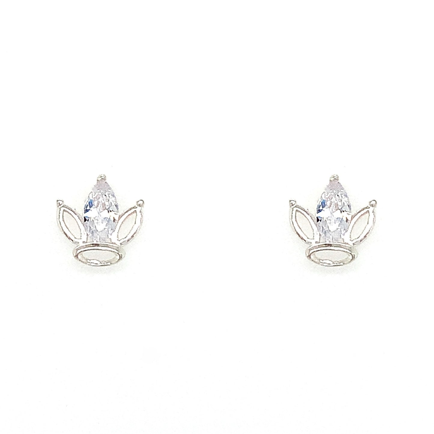 Sterling Silver Cubic Zirconia Crown Childs Earring