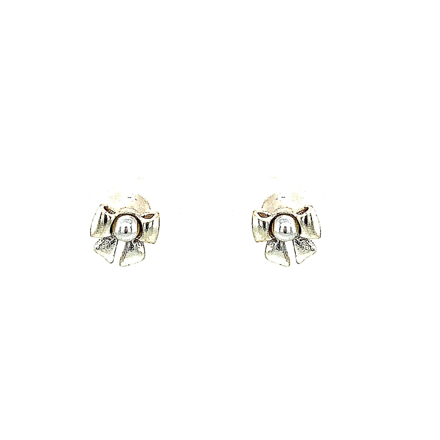 Sterling Silver Pearl Bow Kids Earrings