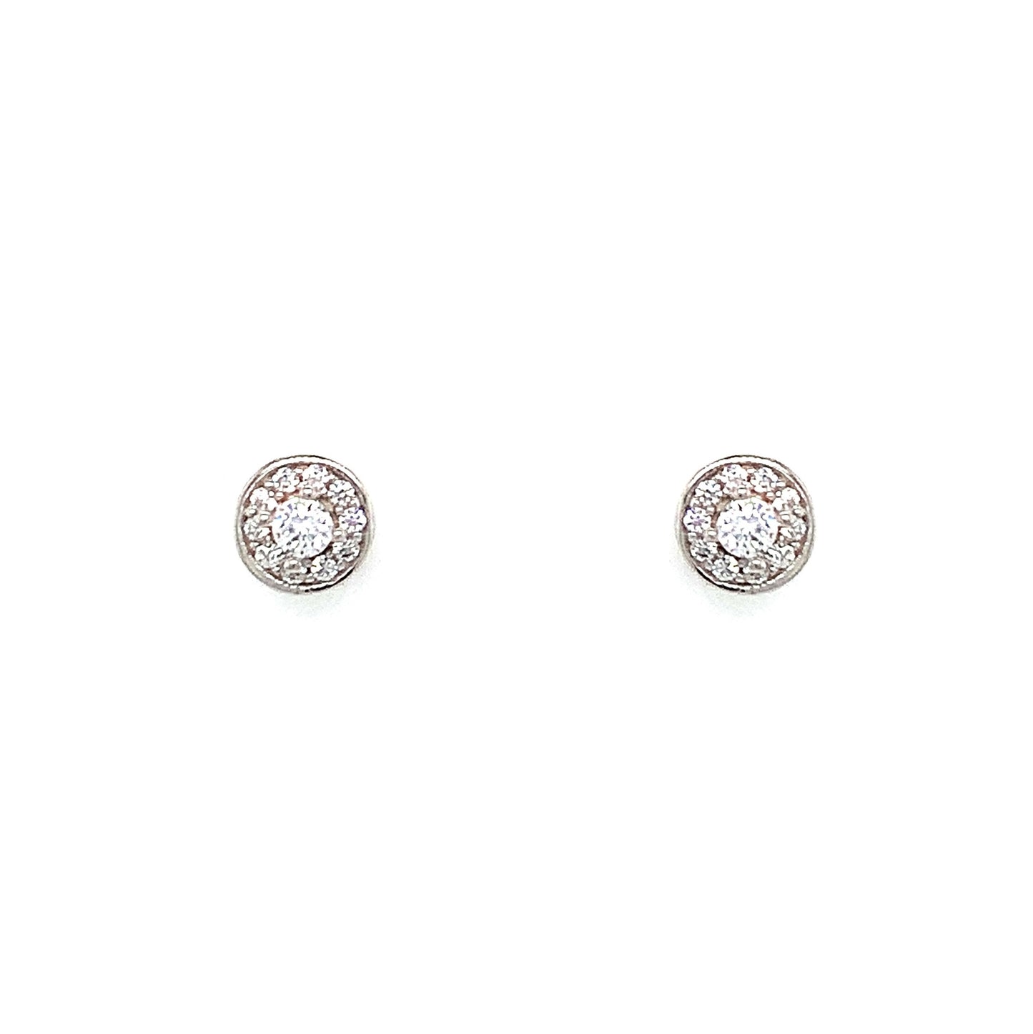 Sterling Silver Cubic Zirconia Solitaire Halo Earring