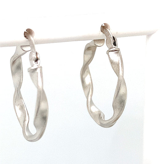 Sterling Silver Matte Twist Hoop Earrings