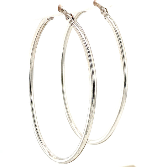 Sterling Silver Oval 26mm Hoop Earrings