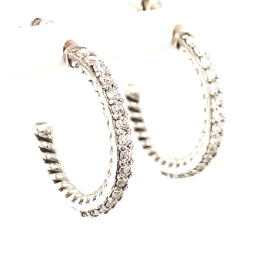 Sterling Silver Cubic Zirconia Half Hoop Earrings