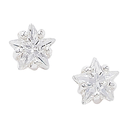 Sterling Silver Star Cubic Stud Earring
