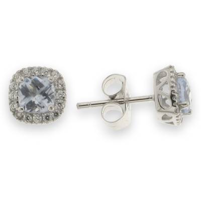 Sterling Silver Blue Cubic Zirconia Earrings