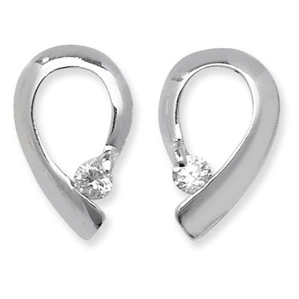 Sterling Silver Cubic Zirconia And Polished Earrings