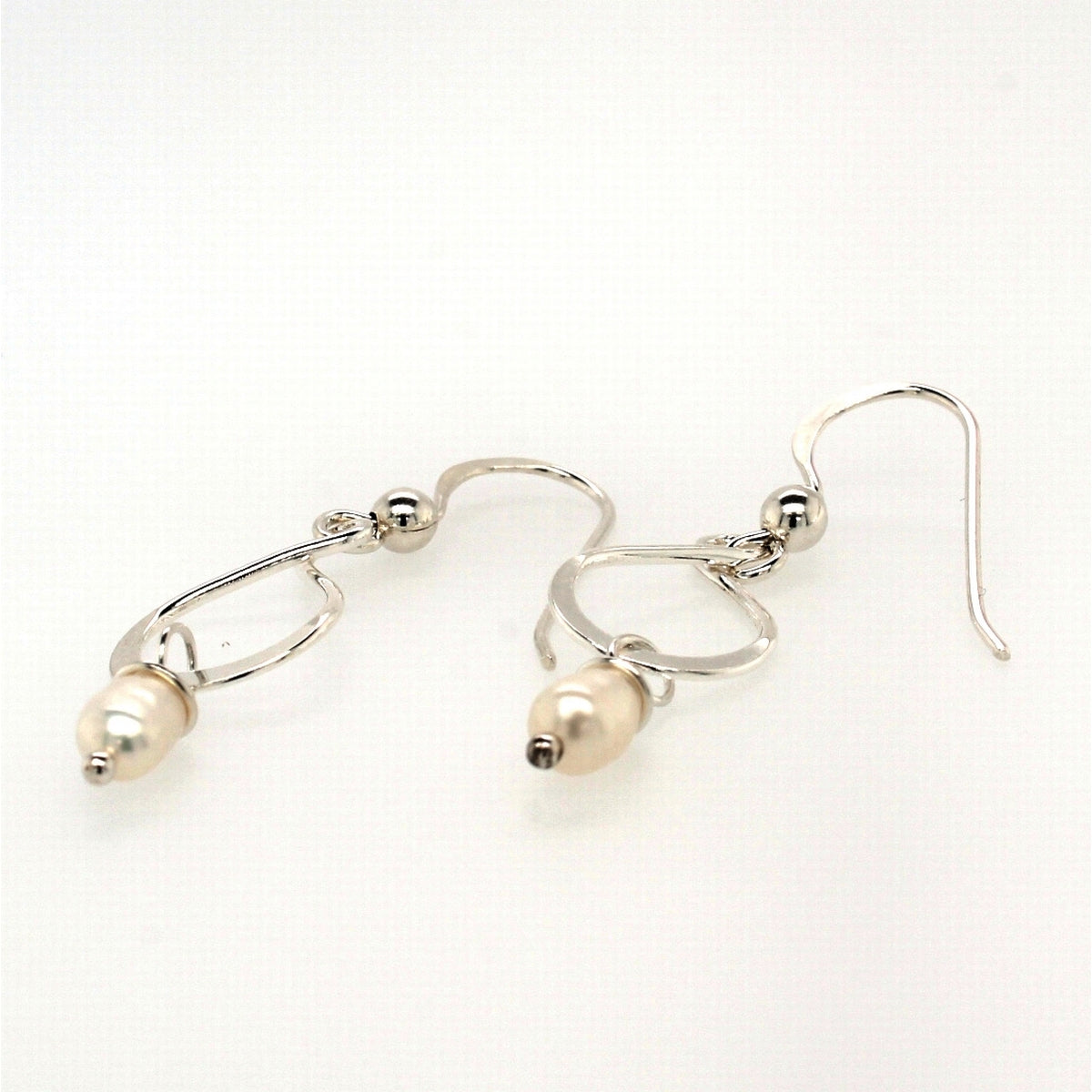 Sterling Silver Pearl Twist Drop Hook Earrings