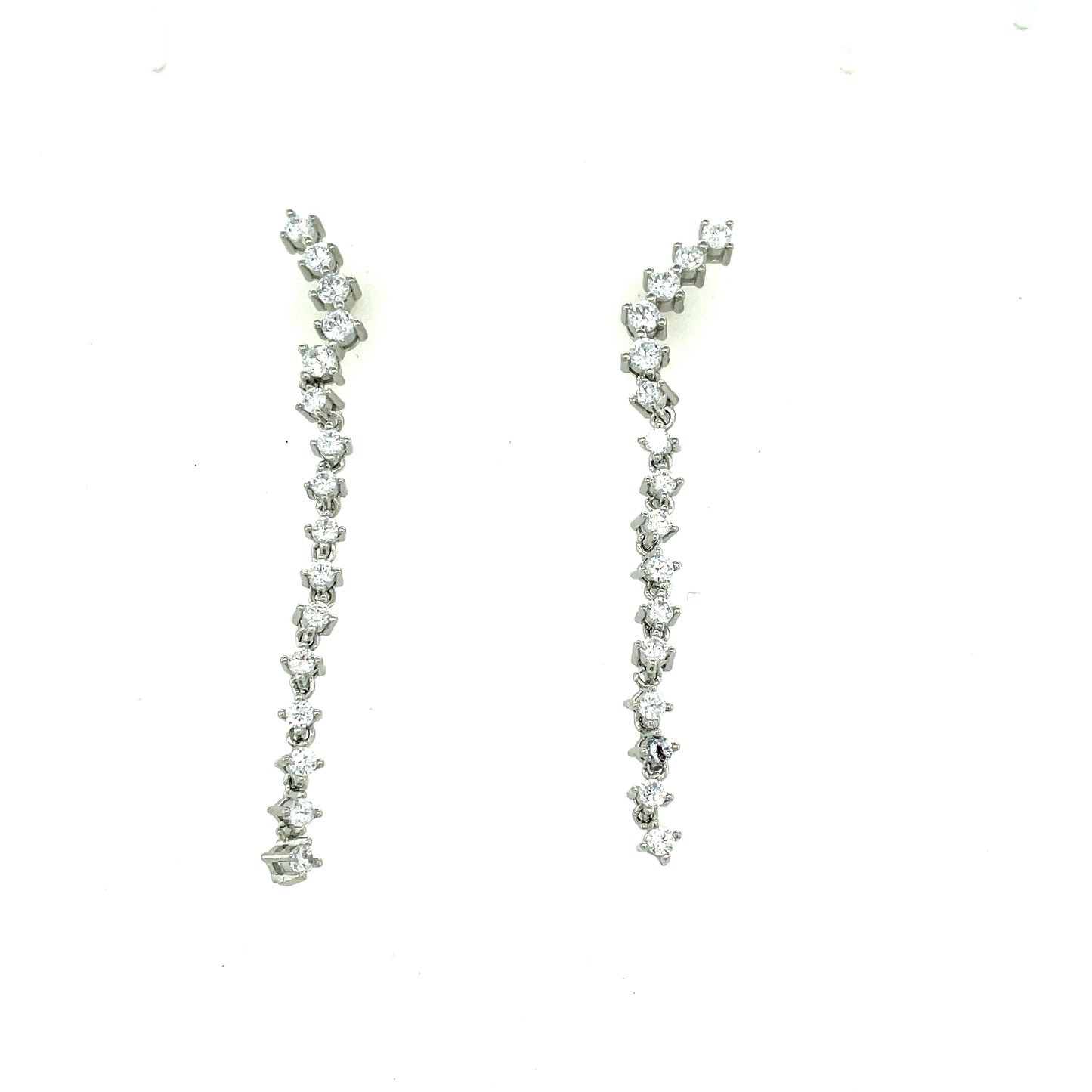 Sterling Silver Cubic Zirconia Fancy Long Drop Earring