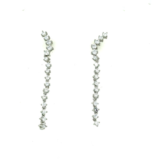 Sterling Silver Cubic Zirconia Fancy Long Drop Earring