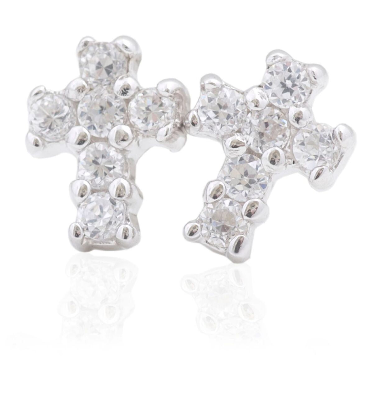 Sterling Silver Cubic Zirconia Cross Earrings