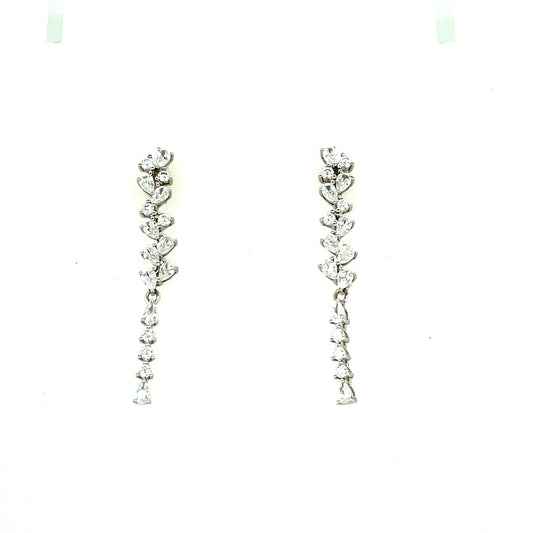 Sterling Silver Cubic Zirconia Long Drop Earring