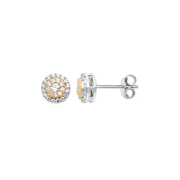 Sterling Silver Cubic Zirconia And Yellow Earrings