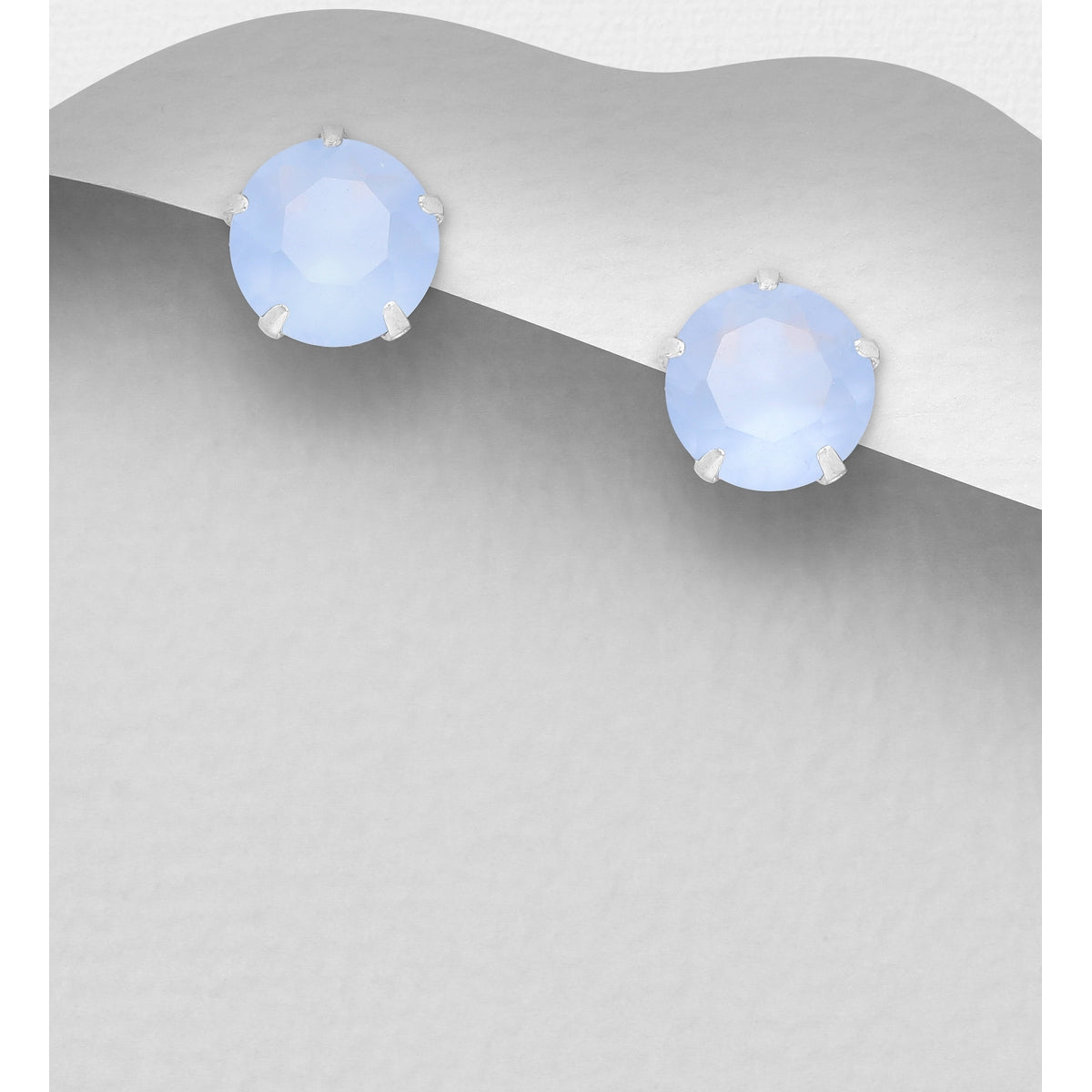 Sterling Silver Blue Cubic Zirconia Stud Earrings
