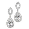 Sterling Silver Halo Teardrop Drop Earring
