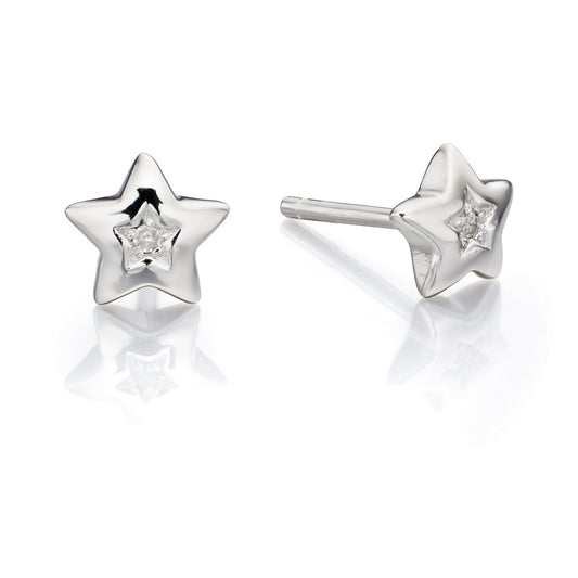 Sterling Silver Petite Cubic Zirconia Star 'Noor' Earrings