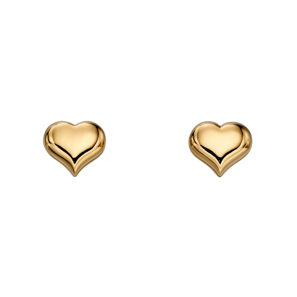Sterling Silver Gold Plated Plain Heart Stud 'Aria' Earrings