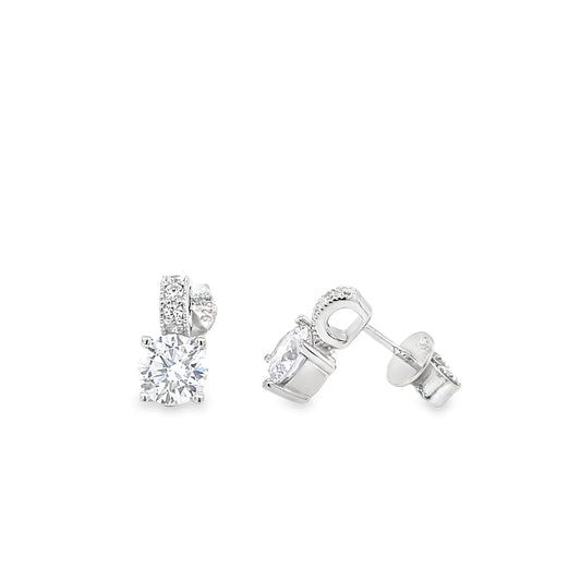 Sterling Silver Cubic Zirconia Solitaire Drop Earring