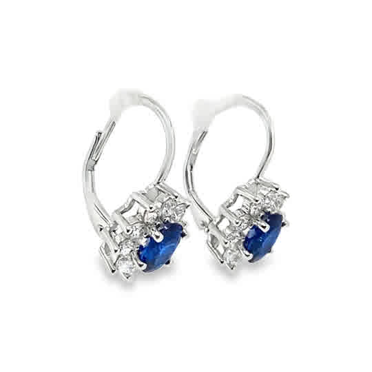 Sterling Silver Blue And Cubic Zirconia Earrings