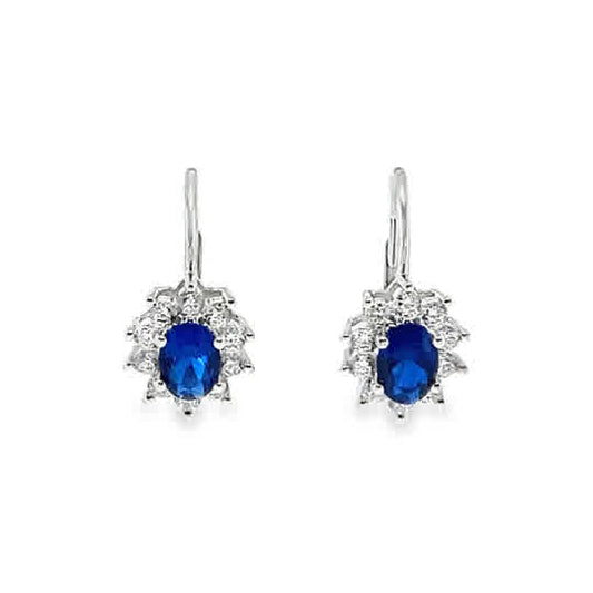 Sterling Silver Blue And Cubic Zirconia Earrings