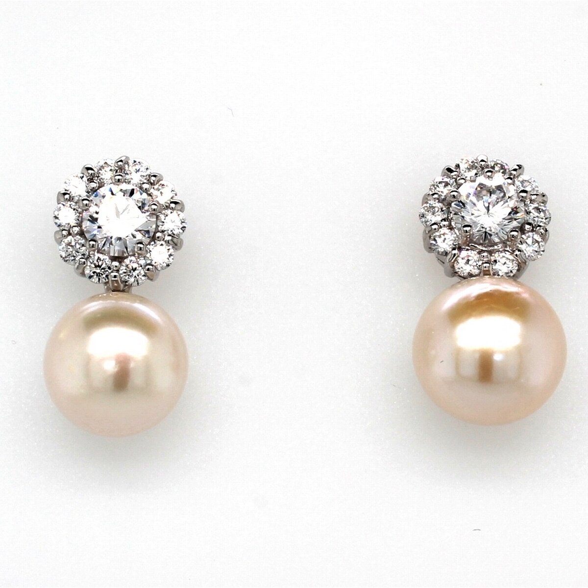 Sterling Silver Pearl And Cubic Zirconia Cluster Drop Earring