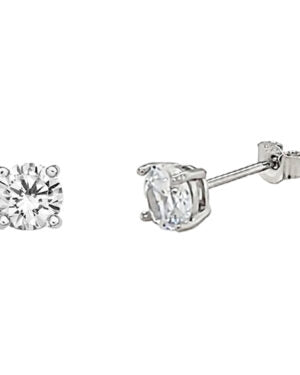 Sterling Silver 5mm Round Cubic Zirconia Earring